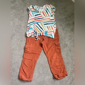 Anthropologie Outfit - T.La Linen Pants + HeiHei Abstract Top